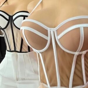 Elegant White and Tan Bustier